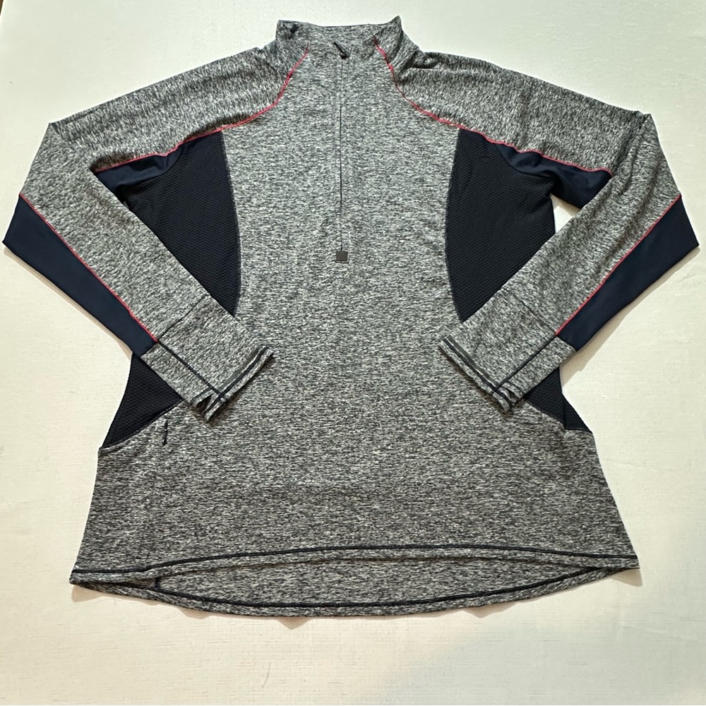 Athleta Womens XL Gray Quarter Zip Pullover Athletic Top Stretch Running